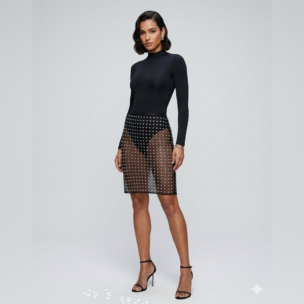 H&M Sheer Black Embellished  Skirt size small